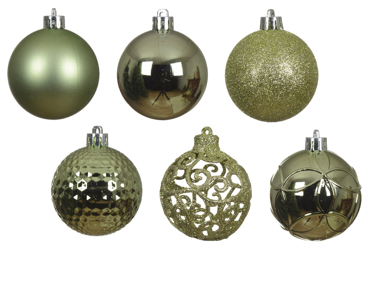 Baubles shatterproof shiny, matt, glitter mix 37pcs 6cm