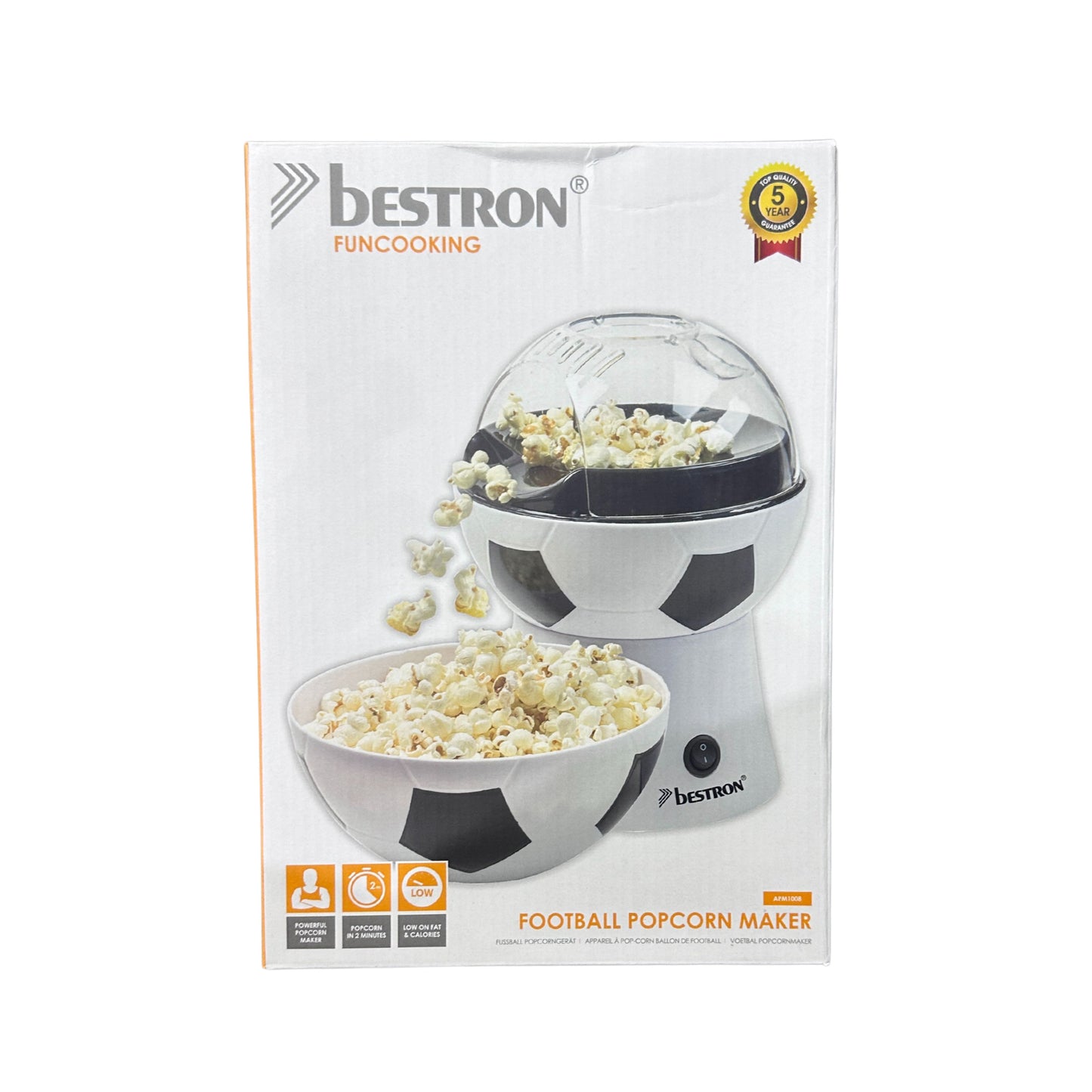 Bestron Popcorn Maker – 1200W, Hot Air, Oil-Free