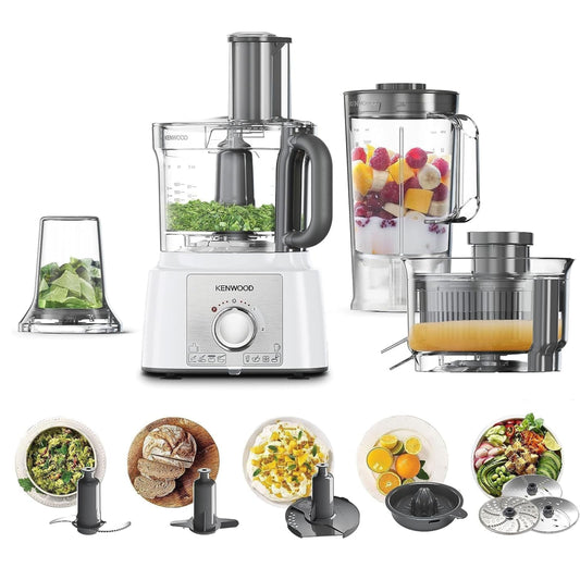 Kenwood Food Processor 1000W Multi-Functional with 3 Stainless Steel Disks, Blender, Grinder Mill, Juicer Extractor, Whisk, Dough Maker, Citrus Juicer