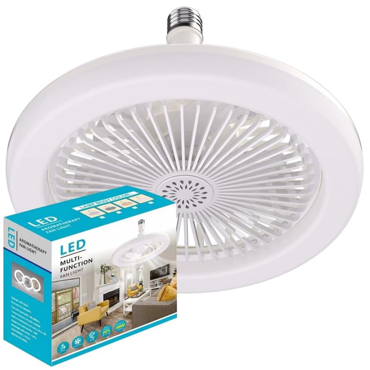 Ceiling Fan with LED Light and Remote Control, Small Silent Ceiling Fan 30W