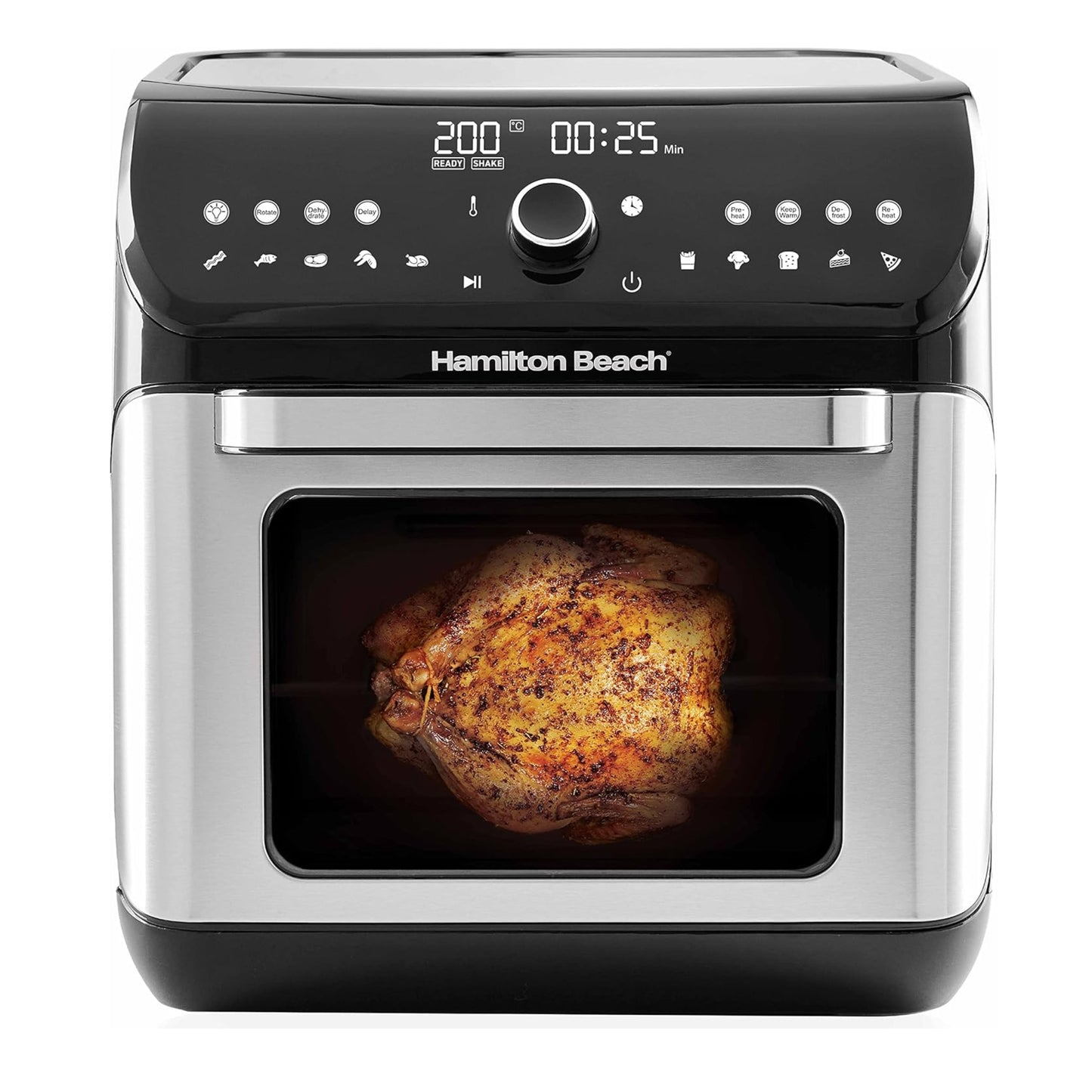 Hamilton Beach 12L Digital Air Fryer Oven, 16 cooking modes and 7 accessories to airfry, bake, roast, rotisserie grill, toast, dehydrate, defrost, reheat, keep warm,