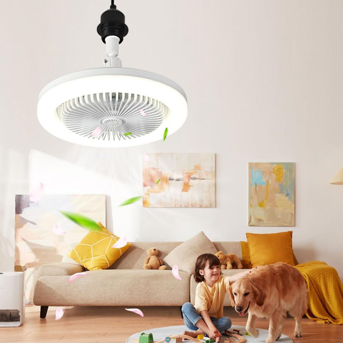 Ceiling Fan with LED Light and Remote Control, Small Silent Ceiling Fan 30W