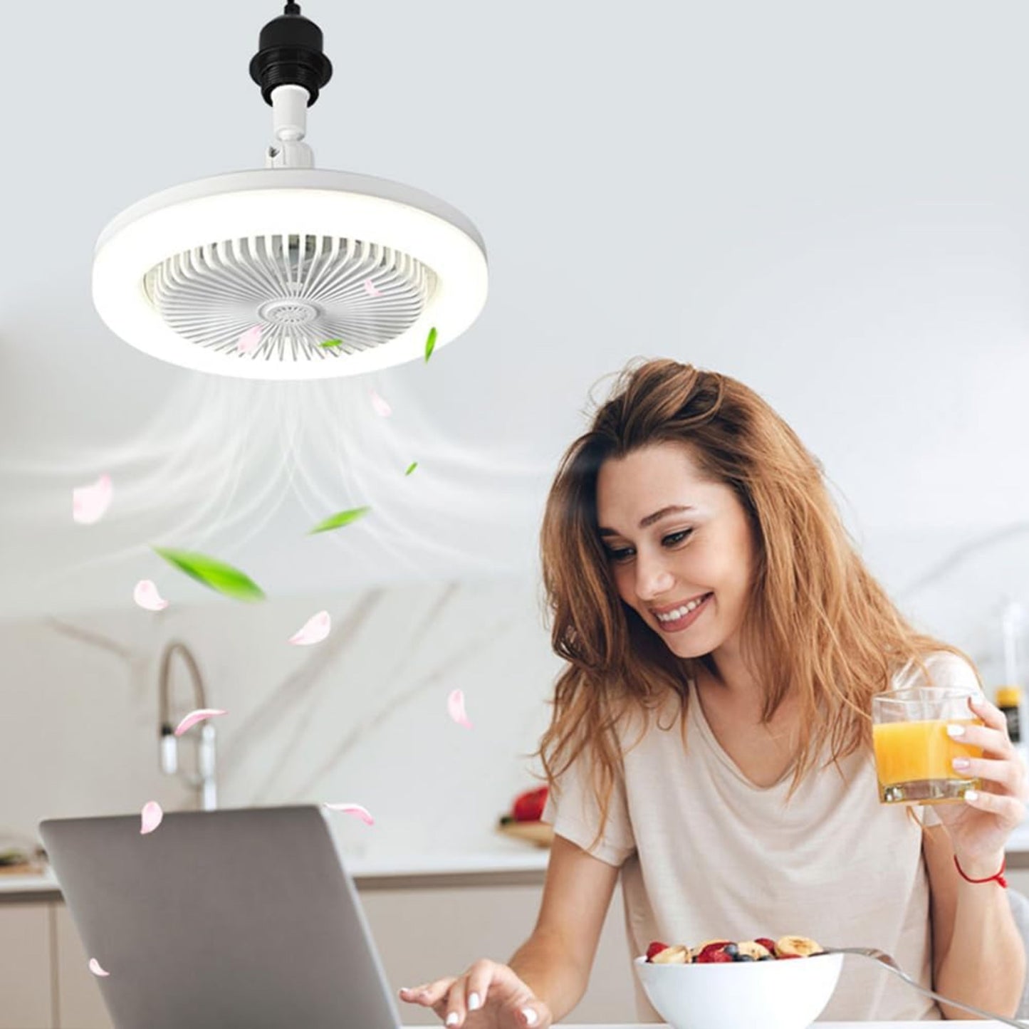 Ceiling Fan with LED Light and Remote Control, Small Silent Ceiling Fan 30W