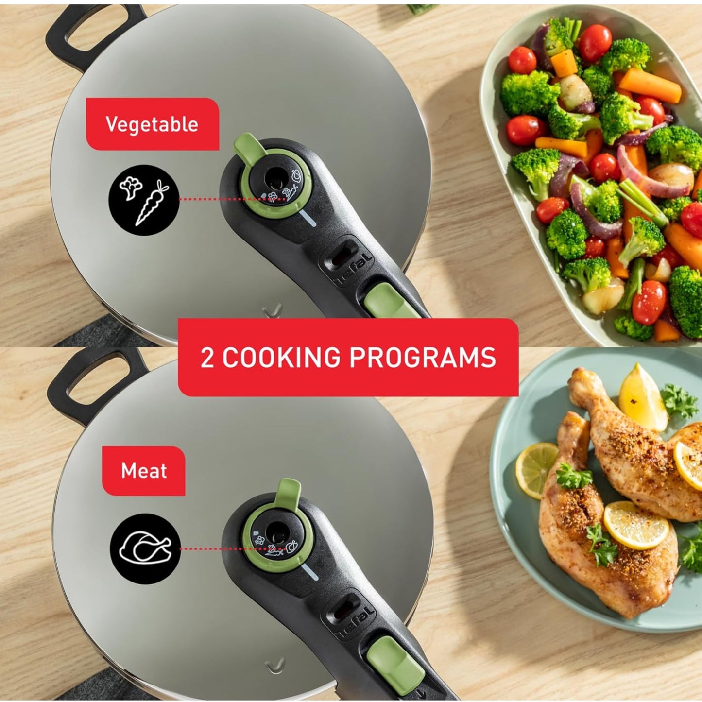 Tefal  Secure Trendy Pressure Cooker 6 L with Basket | 2-Level Cooking Regulator