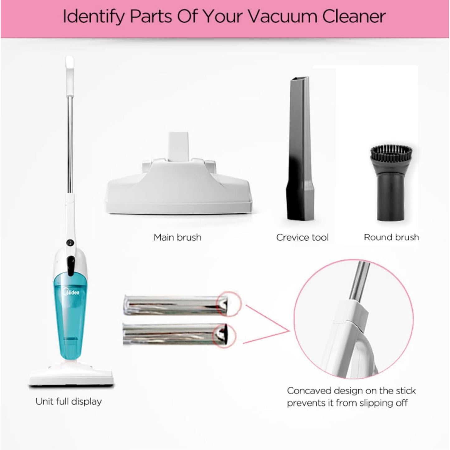 Midea 2in1 Light Weight Corded Upright Vacuum Cleaner, 600W Powerful with 0.8L Transparent Dust Container, Stick & Handheld Multi-Surface Cleaning, 5M Cord, High Suction Power, Best for Home,