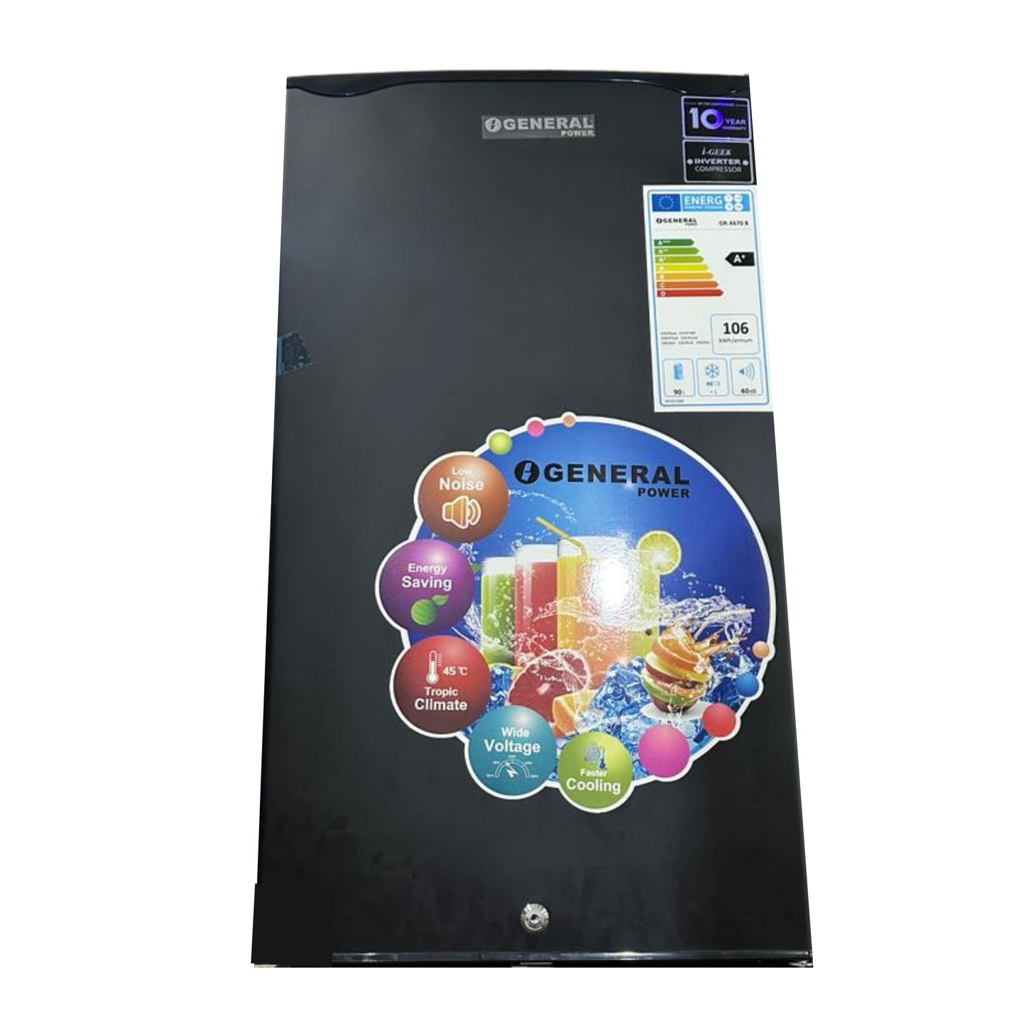 O-General Power 85L Black  Office Refrigerator  1D - 85cm - Black