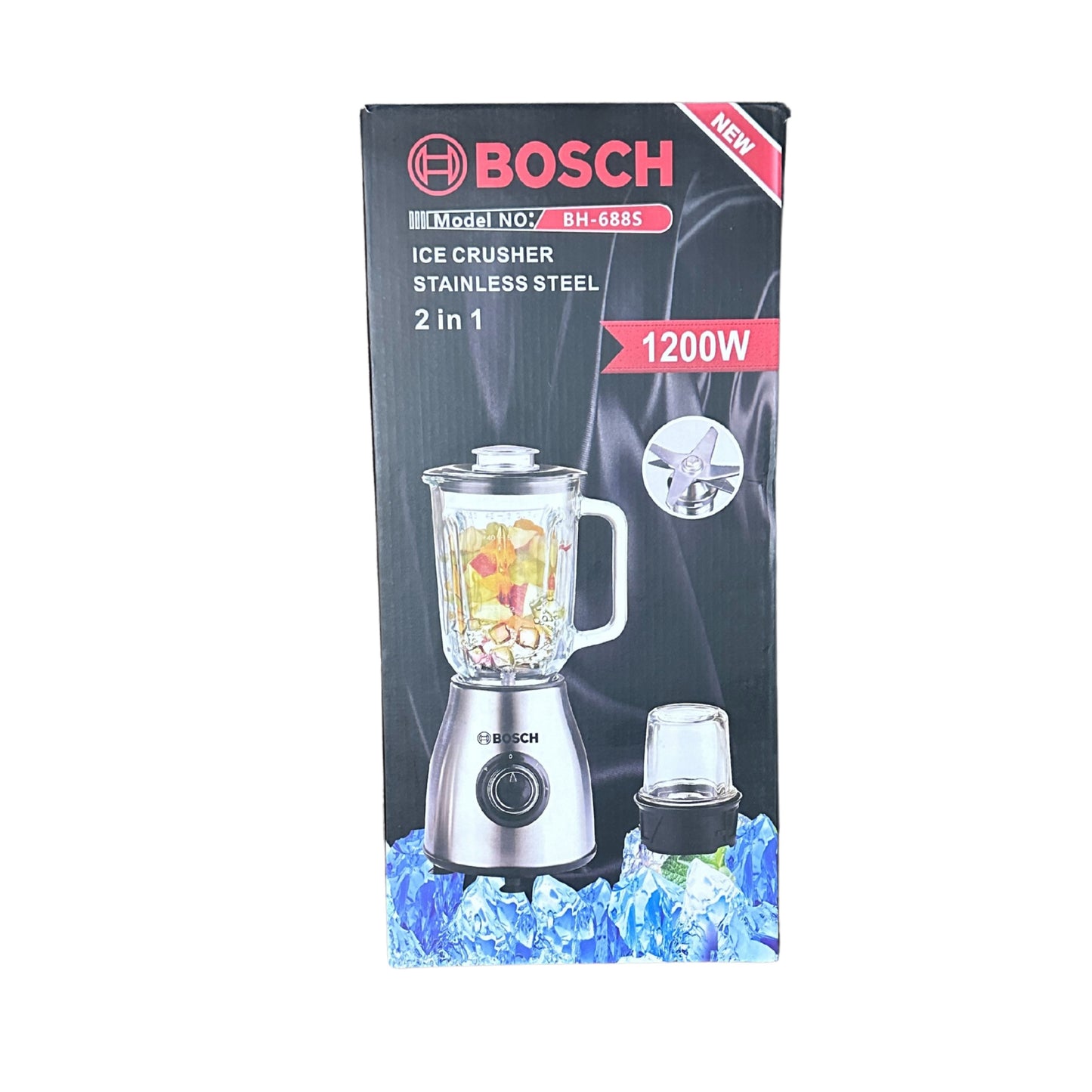 Blender 1200W Glass And Stainless 2 in 1 -  1.5 L
