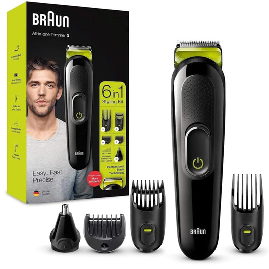 Braun 6-in-1 All-in-One Series 3, Male Grooming Kit with Beard Trimmer, Hair Clippers & Precision Trimmer, 5 Attachments, Gifts for Men, UK 2 Pin Plug,...