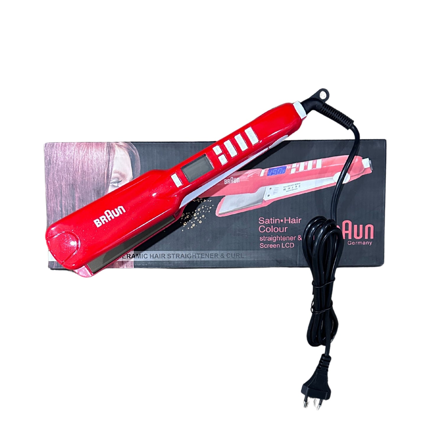 Braun Hair Straightener satin hair color  65W, 220 Degree with digital screen