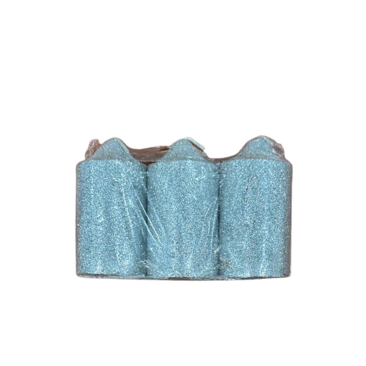Christmas glittery  candles x3 8cm  - Silver