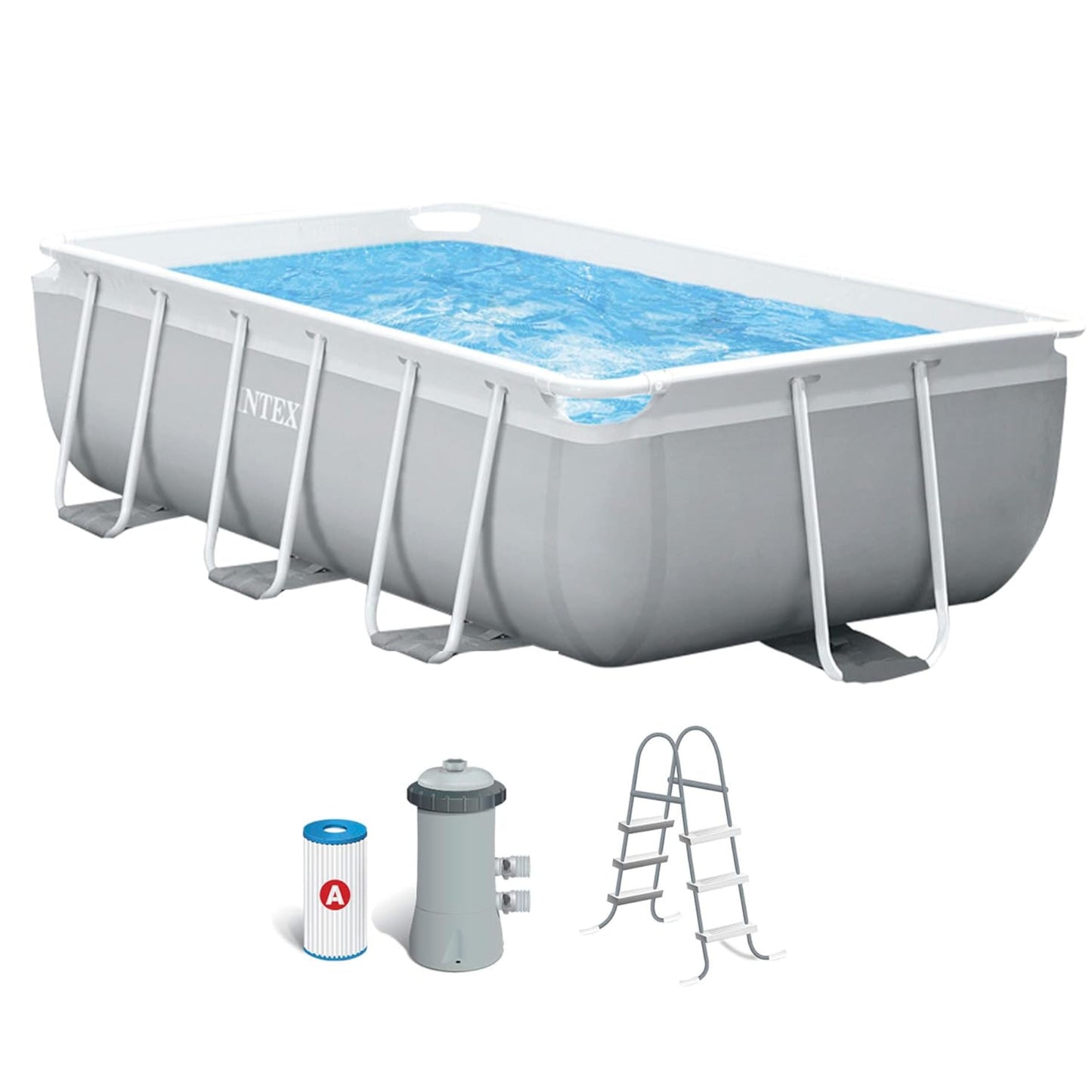 Intex  – Rectangular prism frame intex pool  with filter - 300cmx 175cm x 80 cm  - 3,539 liters