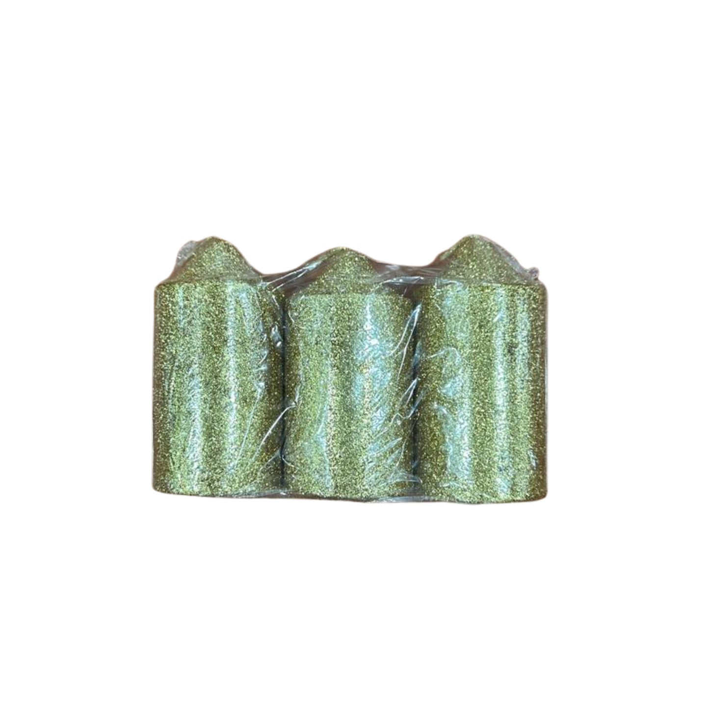 Christmas glittery  candles x3 8cm  - gold