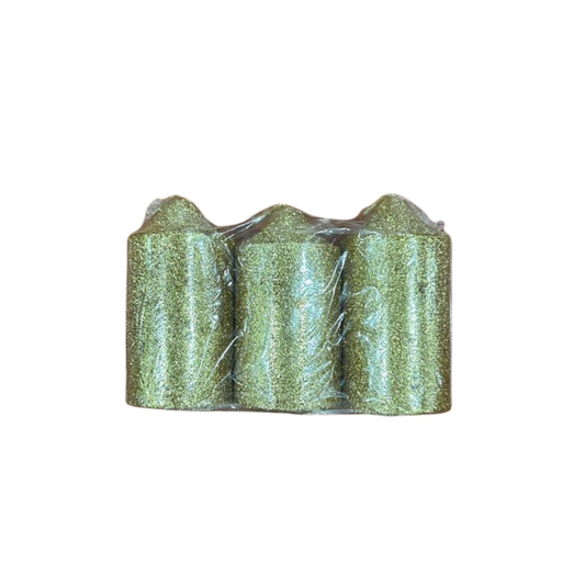 Christmas glittery  candles x3 8cm  - gold