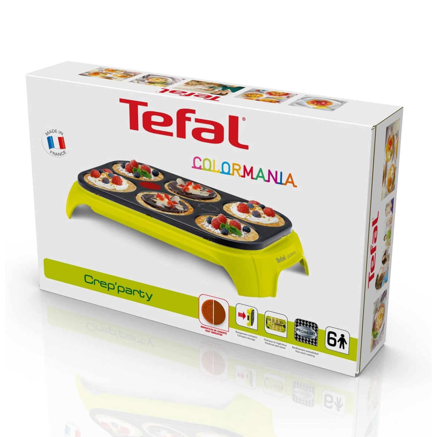 Tefal  Crep'Party Colormania, Crepes and Pancakes Cooker, Cactus Green