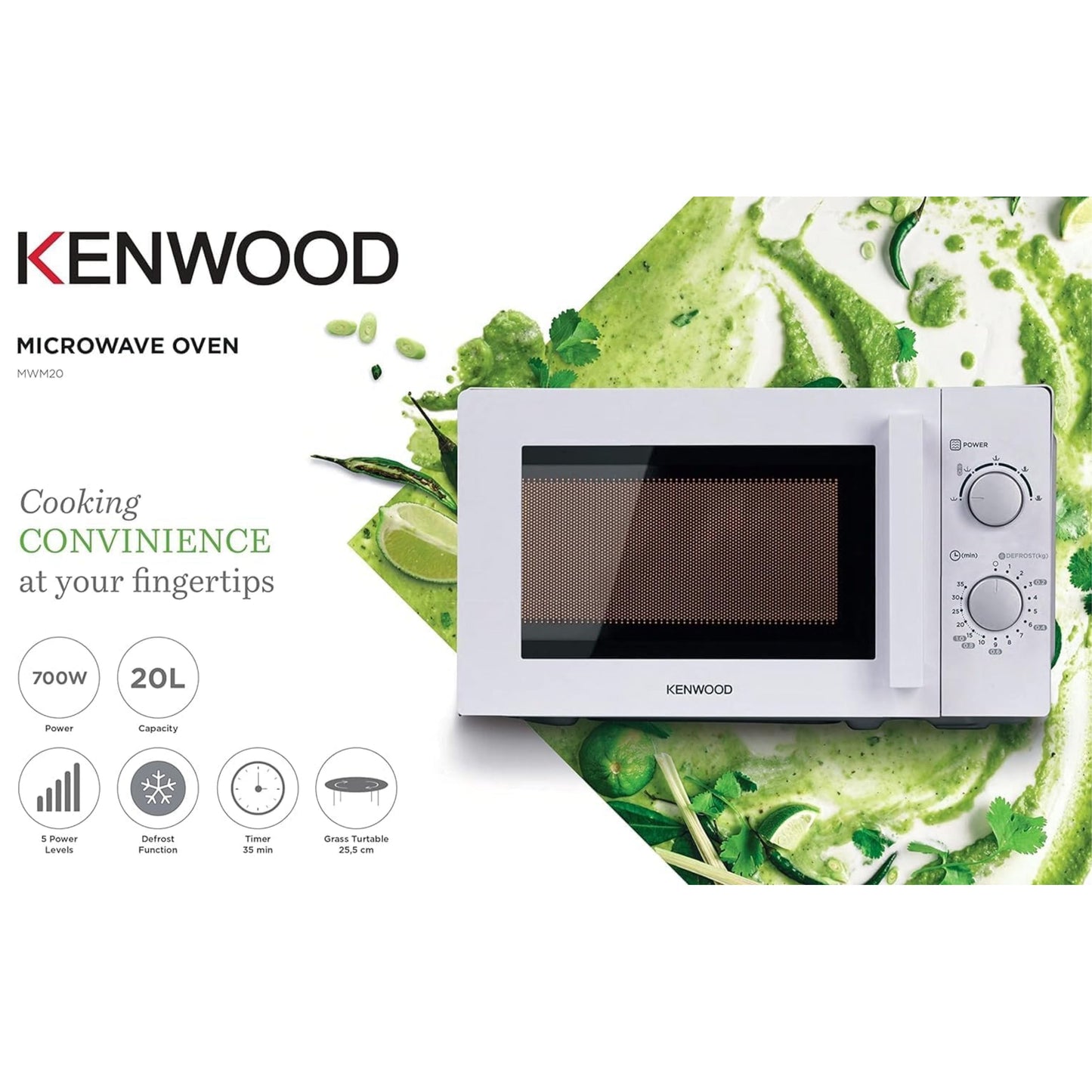 KENWOOD MICROWAVE 20L MECHANIC White 700W