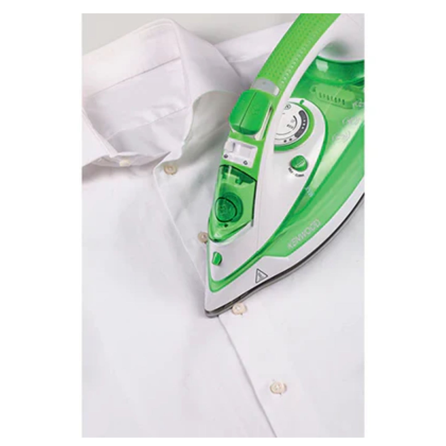 KENWOOD Steam Iron 2600W with Ceramic Soleplate, Anti-Drip, Anti-Calc, Self Clean, Continuous Steam, Burst, Spray Function White/Green