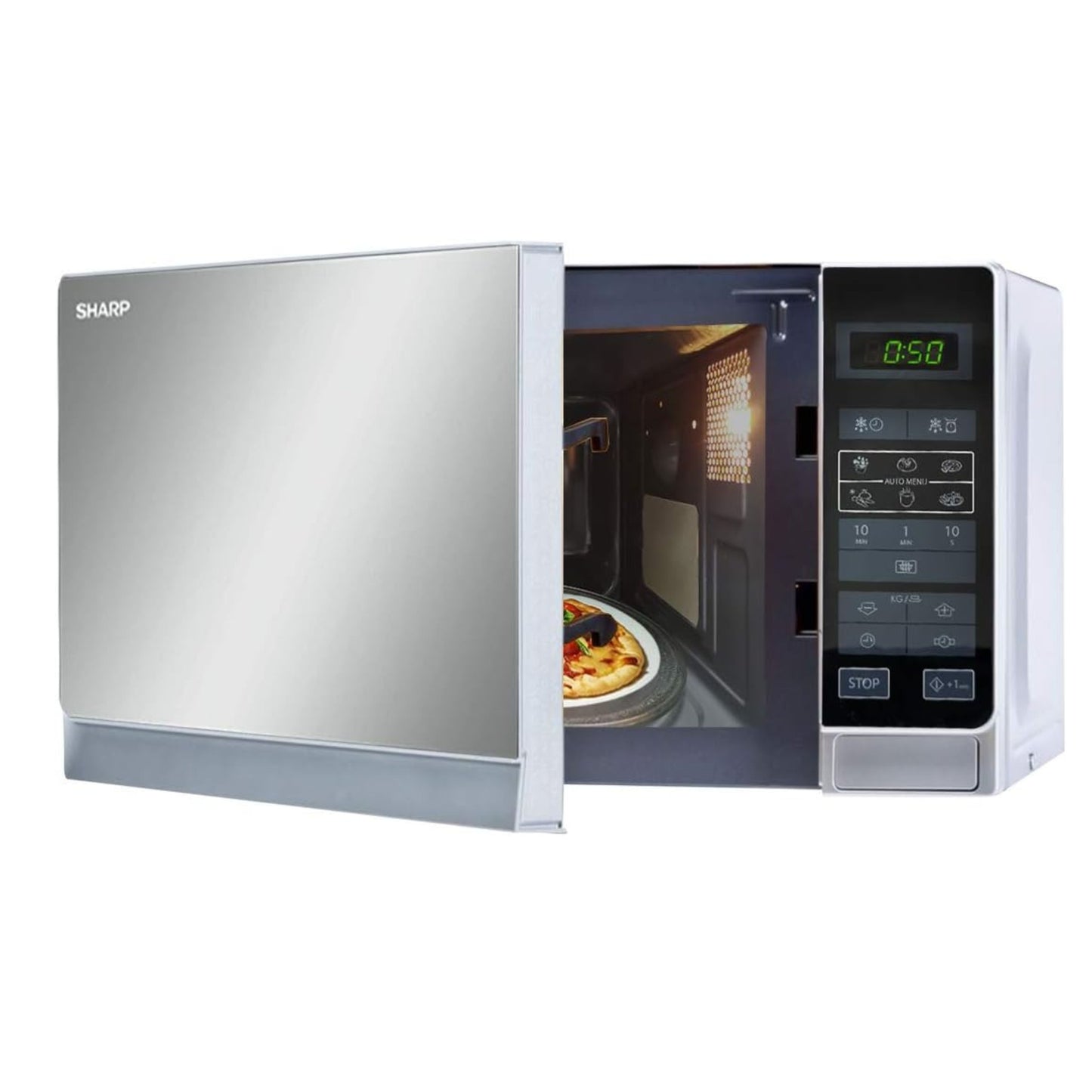 Sharp 20 Liter Digital Solo Microwave, Silver R-20Mt-S With 6 Auto Cooking Menu