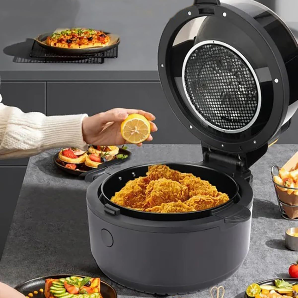 DSP Air Fryer with 1350W Power, 5.5L Capacity, Precise Temperature Control, and Auto Shut-Off Timer - Enjoy Crispy Delights with 360° Thermal Cycle...