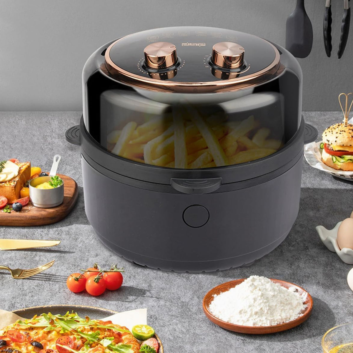 DSP Air Fryer with 1350W Power, 5.5L Capacity, Precise Temperature Control, and Auto Shut-Off Timer - Enjoy Crispy Delights with 360° Thermal Cycle...