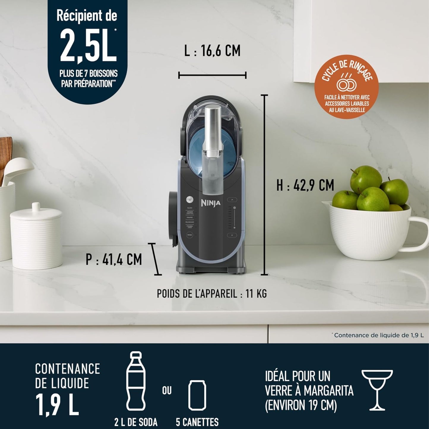 Ninja SLUSHi  - 2.5Litre Capacity - Ice Cream - Ice Shakes, Cocktails, Cocktails, Milkshakes and Iced Juices - No Ice or Prep Required - WhisperChill Technology - 800W