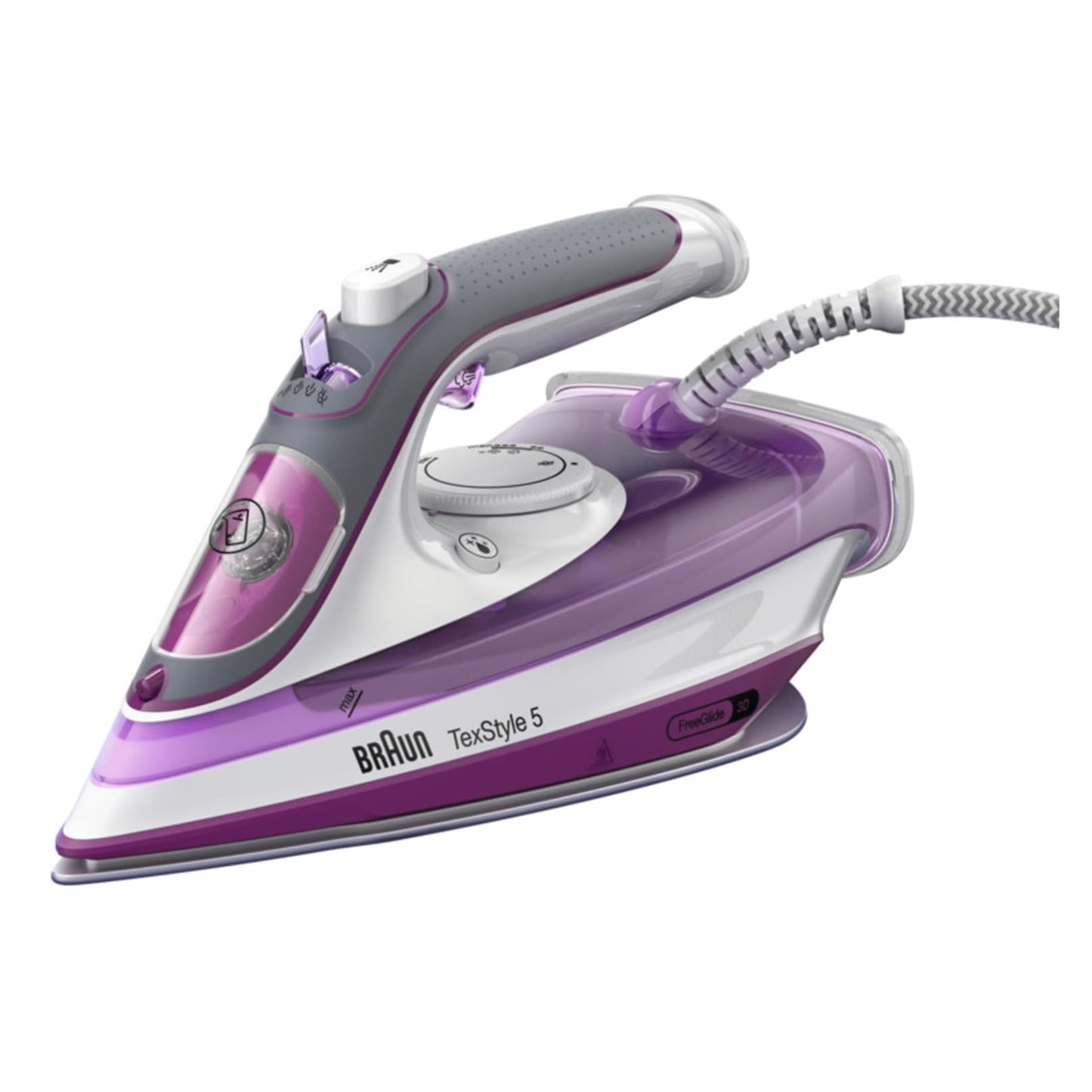 Braun Household TexStyle 5 Pro 2700W Steam Iron I - Iron with Freeglide 3D Ironing Sole, Vertical Steam, 2700 Watt, Violet,