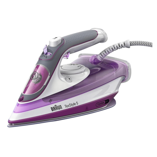 Braun Household TexStyle 5 Pro 2700W Steam Iron I - Iron with Freeglide 3D Ironing Sole, Vertical Steam, 2700 Watt, Violet,