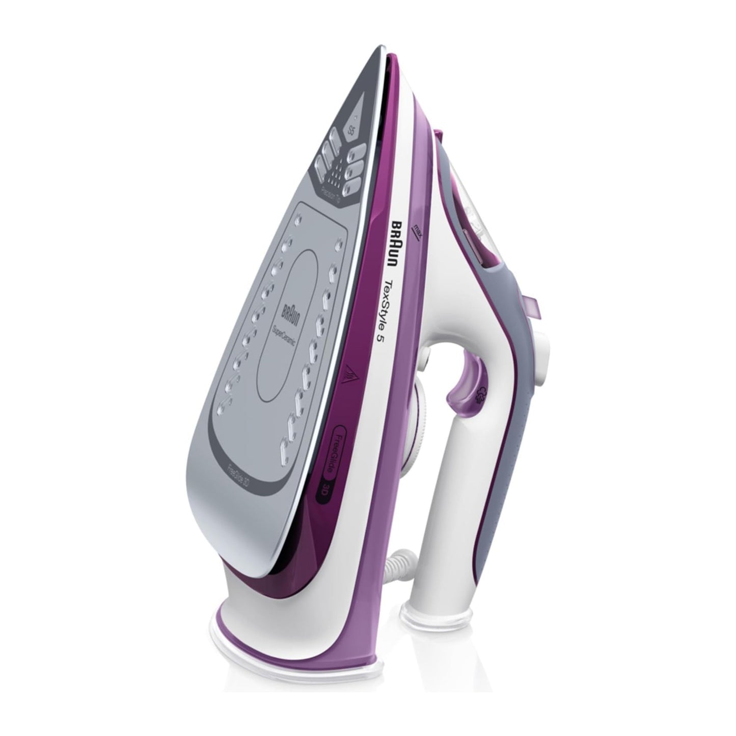 Braun Household TexStyle 5 Pro 2700W Steam Iron I - Iron with Freeglide 3D Ironing Sole, Vertical Steam, 2700 Watt, Violet,