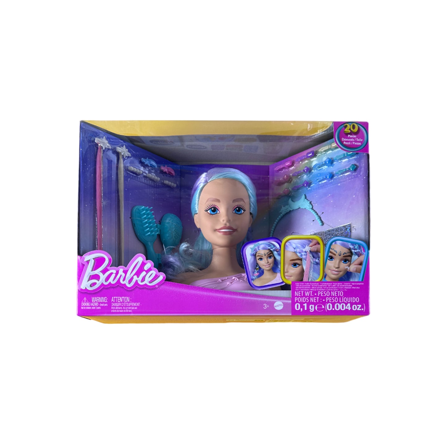 Barbie Head With wardrob tools and Hair Accessories 20pc