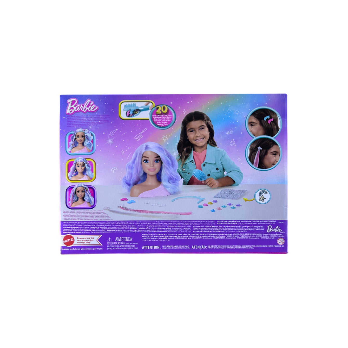Barbie Head With wardrob tools and Hair Accessories 20pc