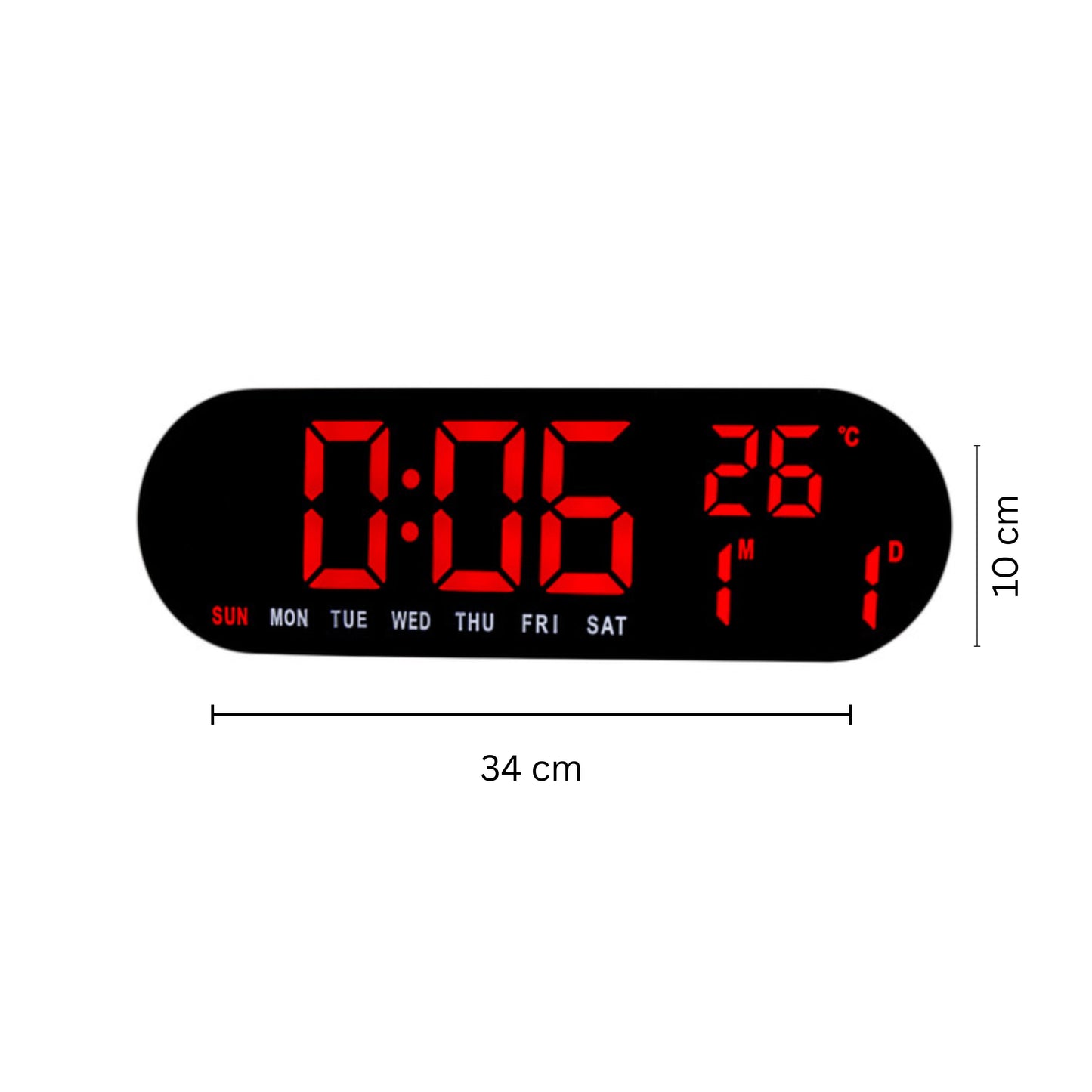Digital Wall and Desk watch  Watch with remote control - 34 cm