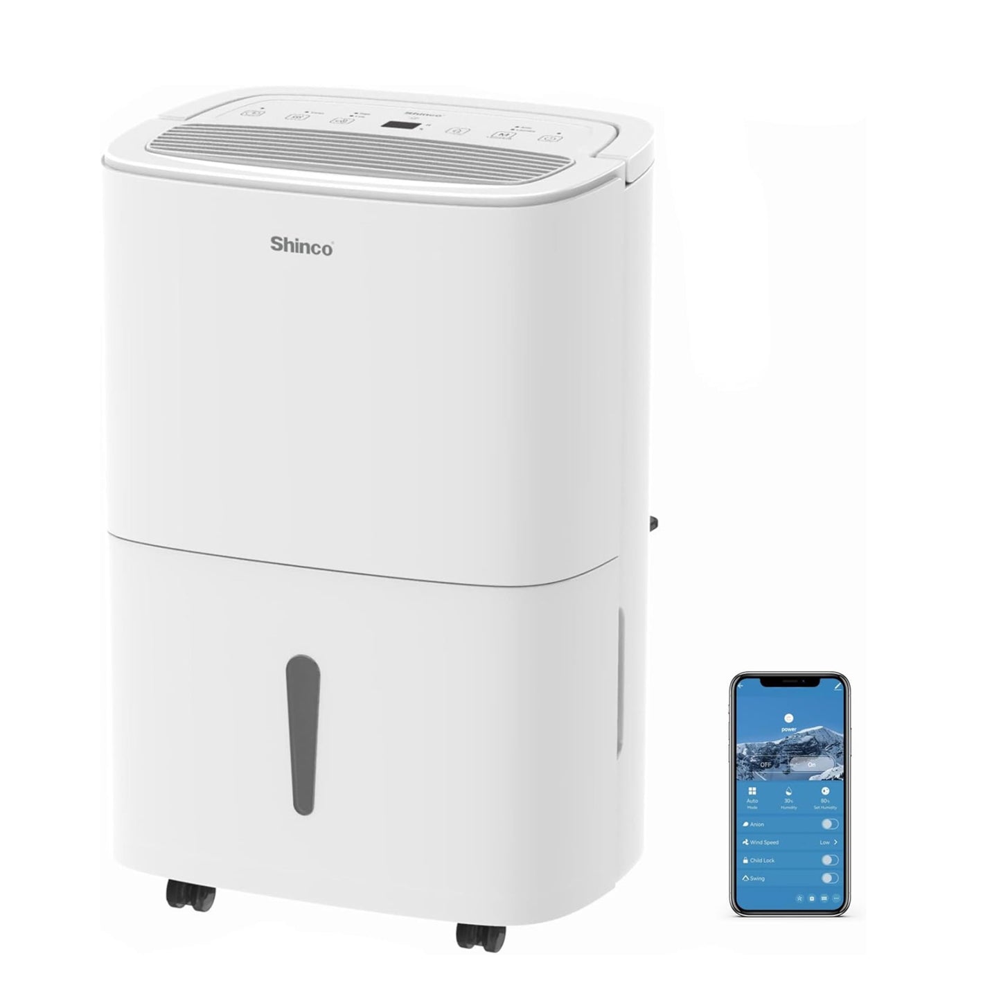 SHINCO 50L Wifi Electric Dehumidifier with App & Pump, 165 m³/55 m², Dehumidifier with 7L Water Tank, Activated Carbon Filter, Energy Saving, Automatic...
