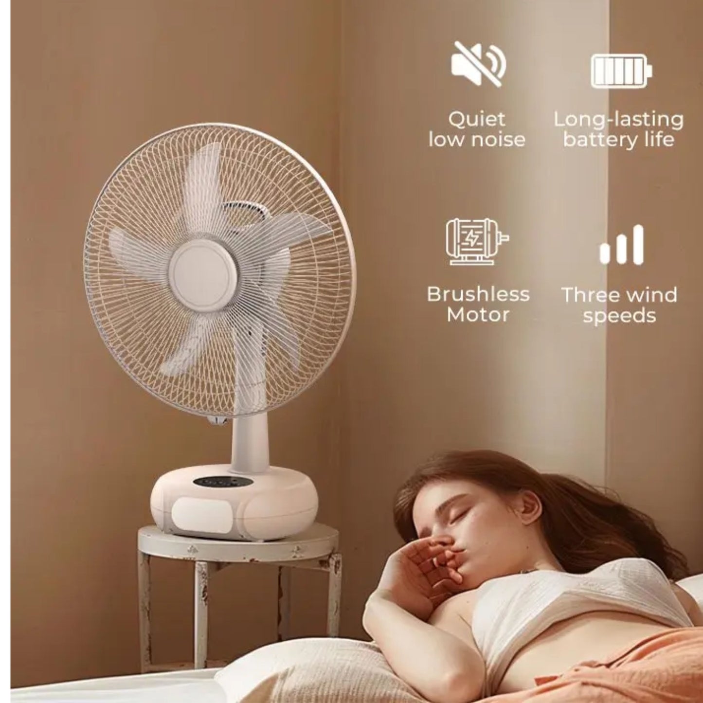 JTC, 14" Rechargeable Table Fan, Led Light, AC/DC Operated, UP to 25 Hours on Battery, Built-in USB charger, Can Be Charged By Solar Panel (Copy)
