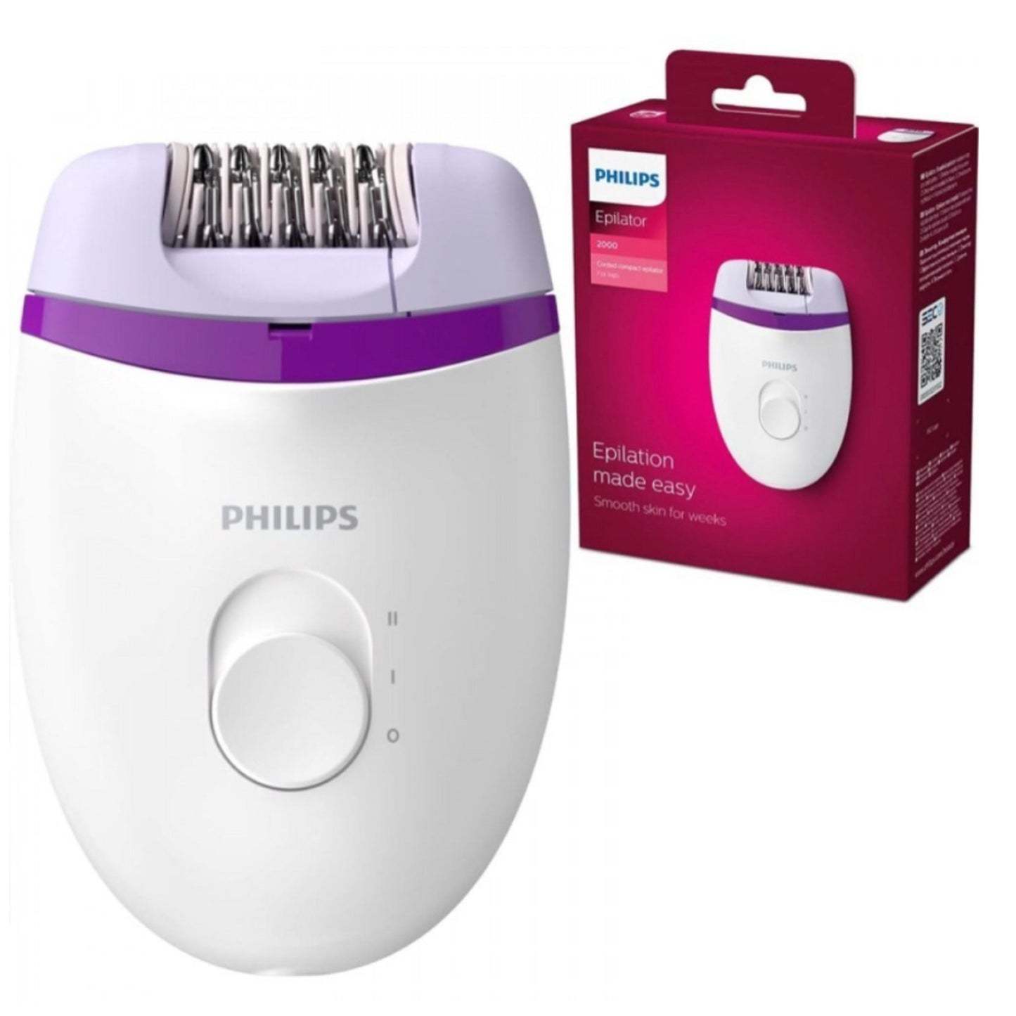 philips compact corded epilator 15V  - White and Green Purple