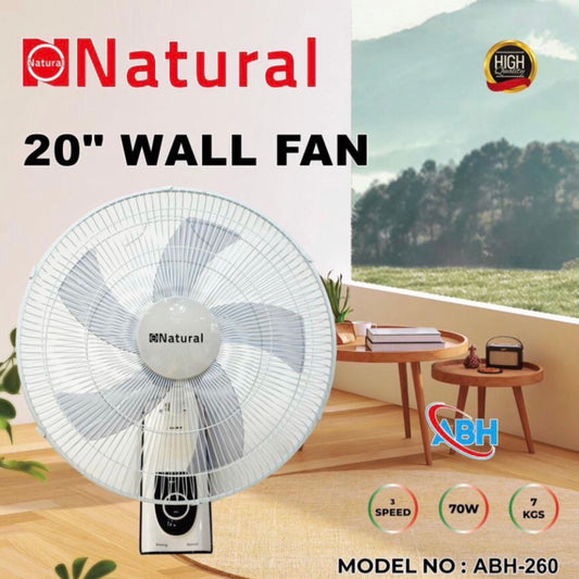 Natural 20'' Wall fan  3 speeds control 70W