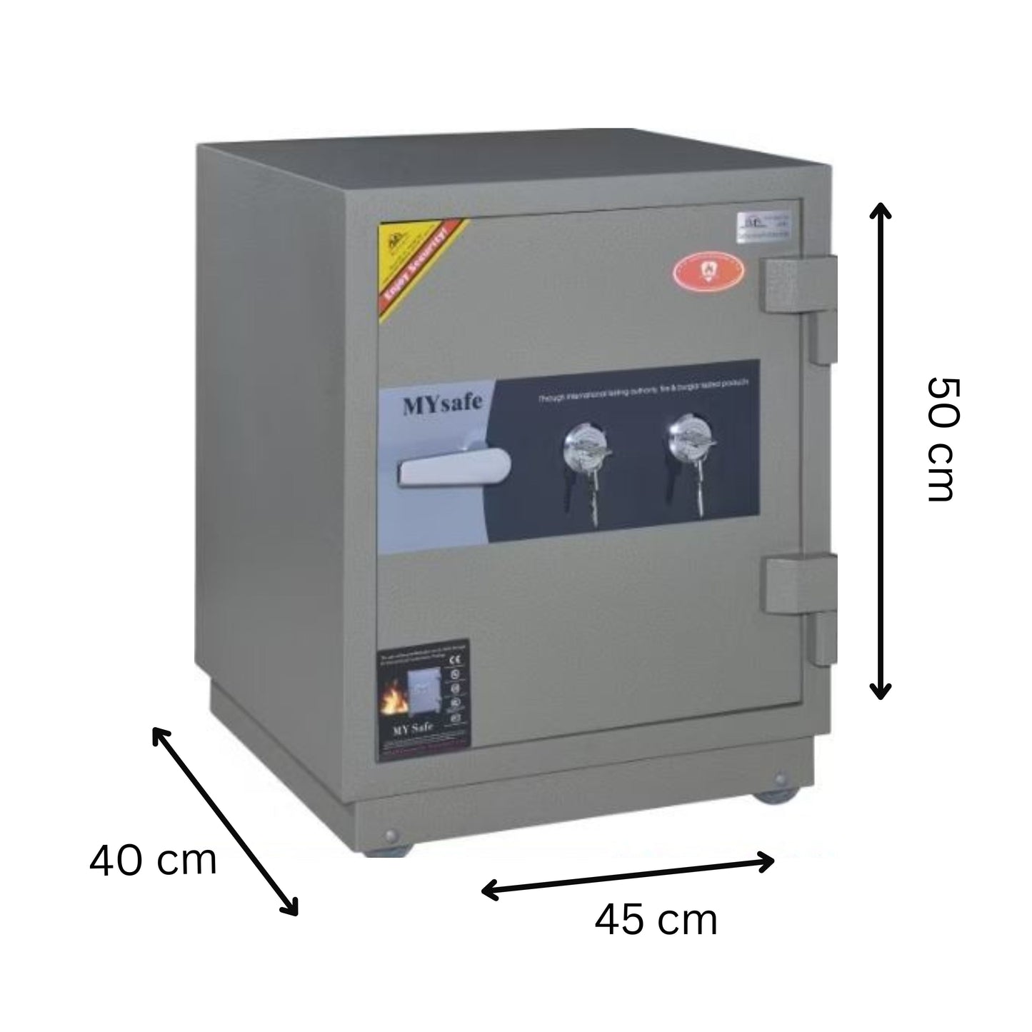 Gray 30 KG fire proof Safe double keys - 50 cm