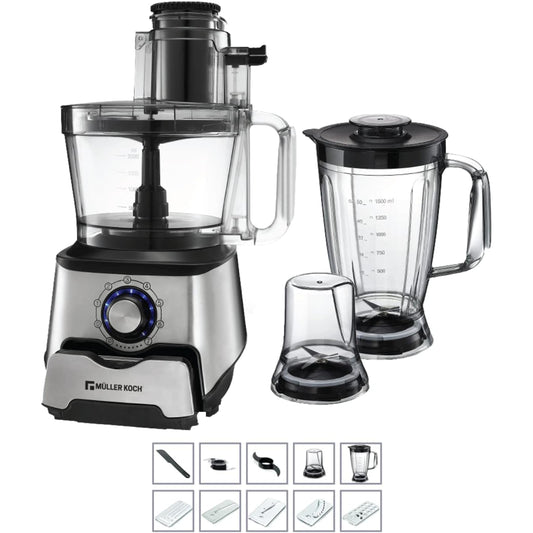 Multifunctional Food Processor, Blender, Mixer System, Citrus Juicer (1000W, compact 5-in-1 Setup,