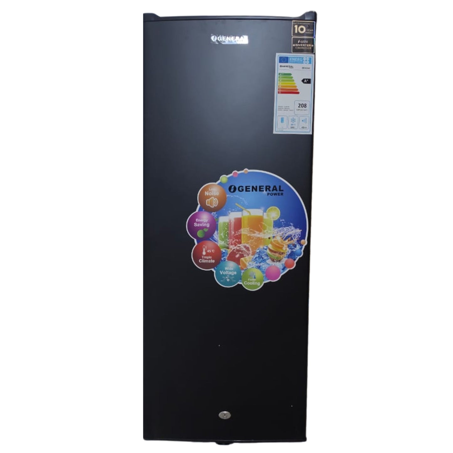 O-general upright Freezer 6 drawers  124 cm Height - Black  150L
