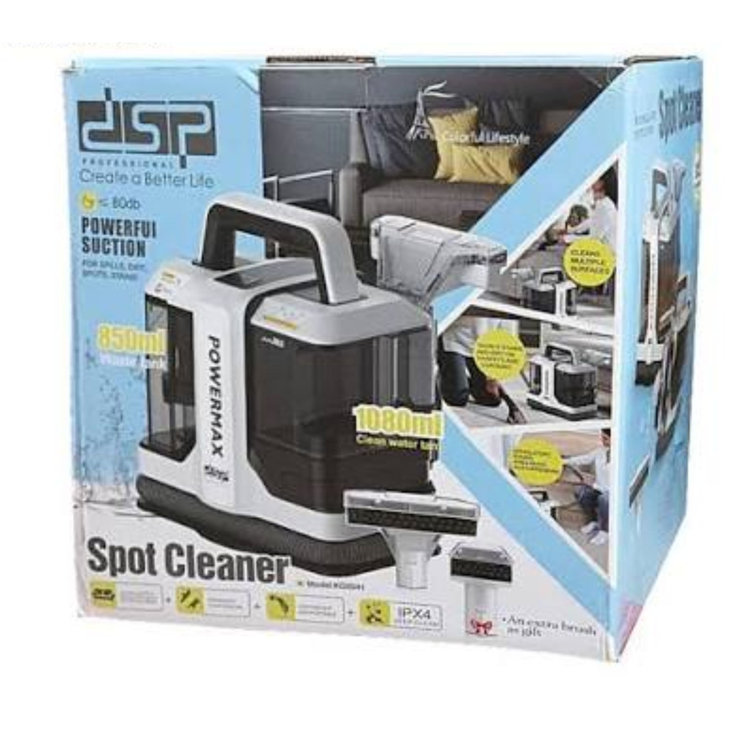 DSP , Portable Spot Cleaner Powerful Suction Stain Remover 450W - 1080ml