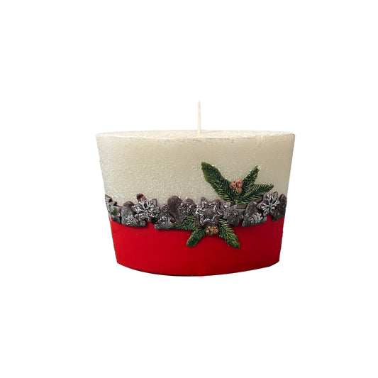 Christmas Oval Candle    H=11cm  W=13cm