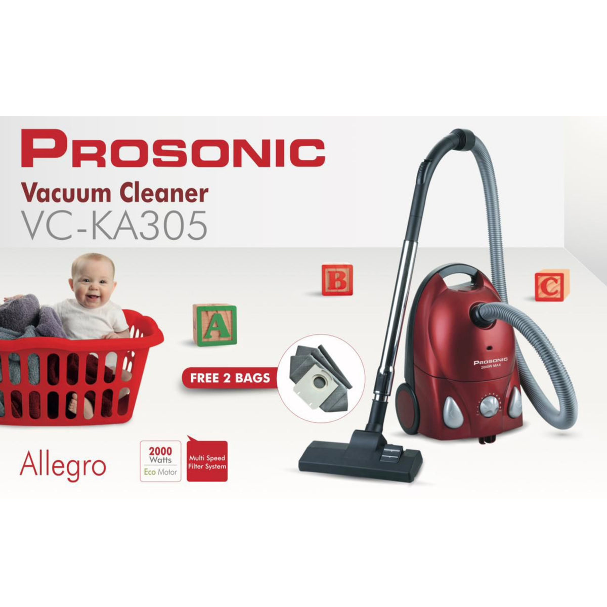 Prosonic bagged Vacuum Cleaner 2000W