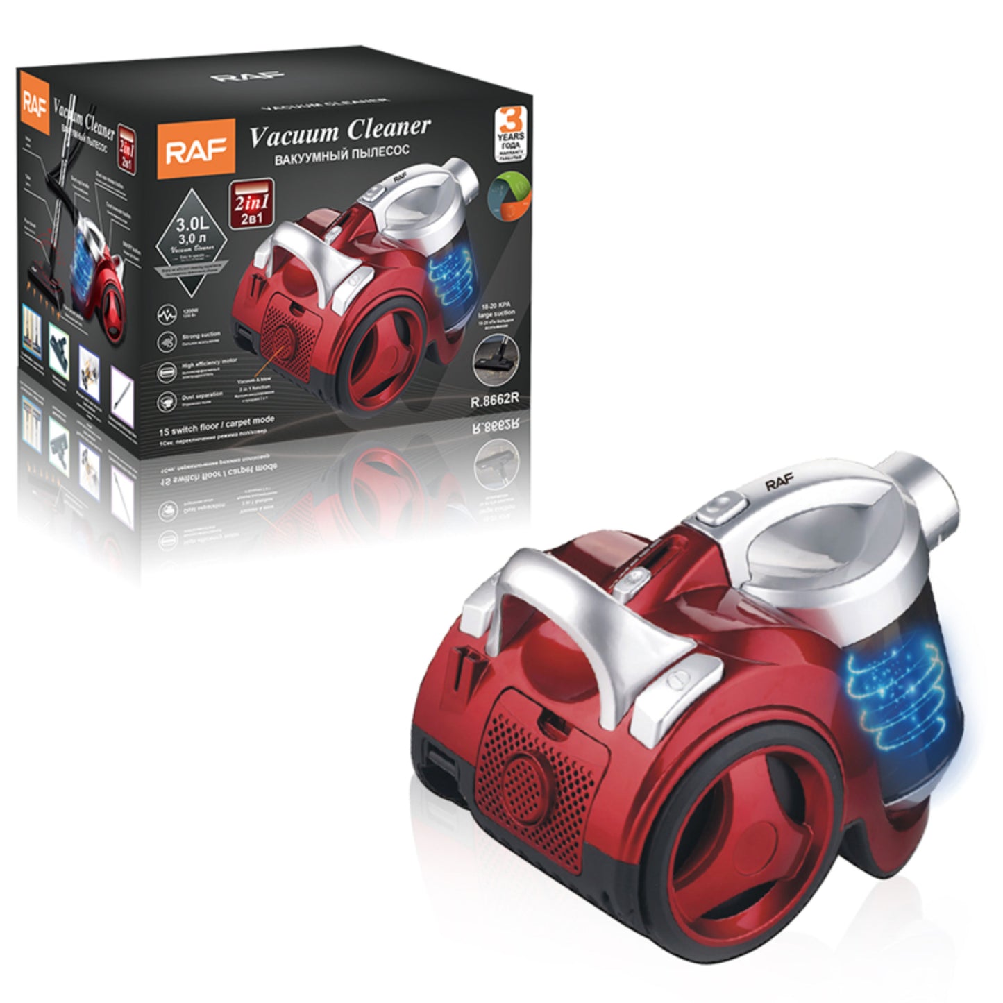 RAF R.8662R - Vacuum Cleaner Manual Electric Household High Quality Portable Red Handheld Vacuum Cleaner