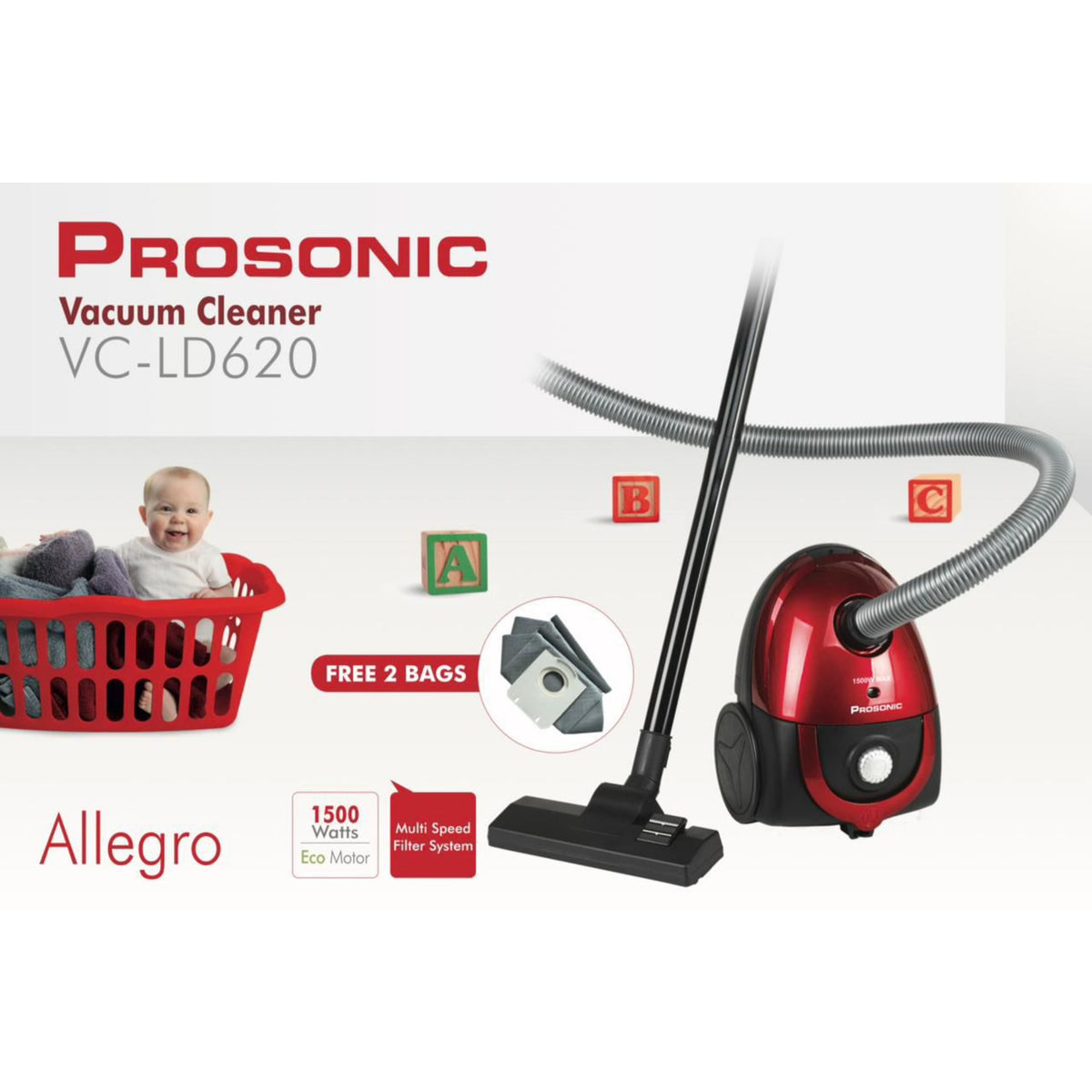 Prosonic bagged Vacuum Cleaner 1500W