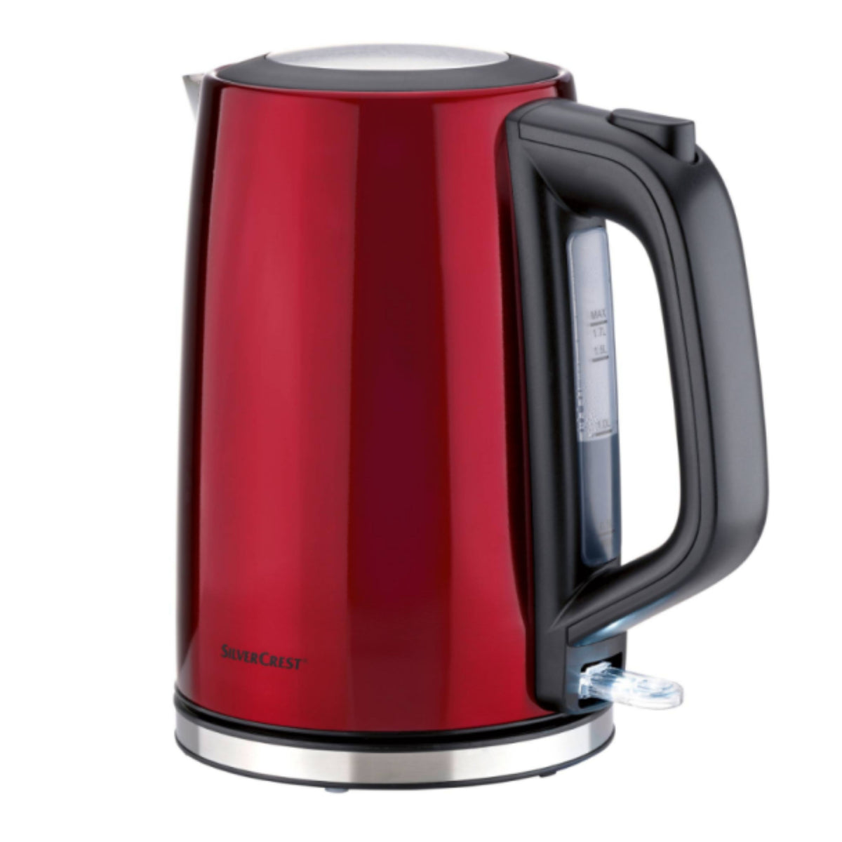 SilverCrest Stainless Steel Kettle 1.7L, 1500W to 3100W - Burgundy stainless