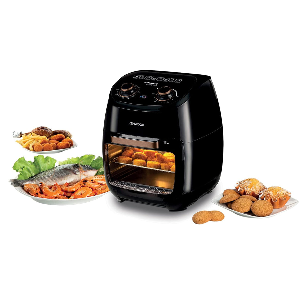 Kenwood  multifunction khealthy air fryer oven, 2000w, 11l capacAity - ( international warranty ) - 220v supply voltage and 50hz - hfp90