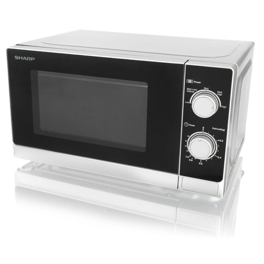 Sharp 20 Liter 800 Watts Black Finished Door Microwave Oven with Defrost Function Size - Silver