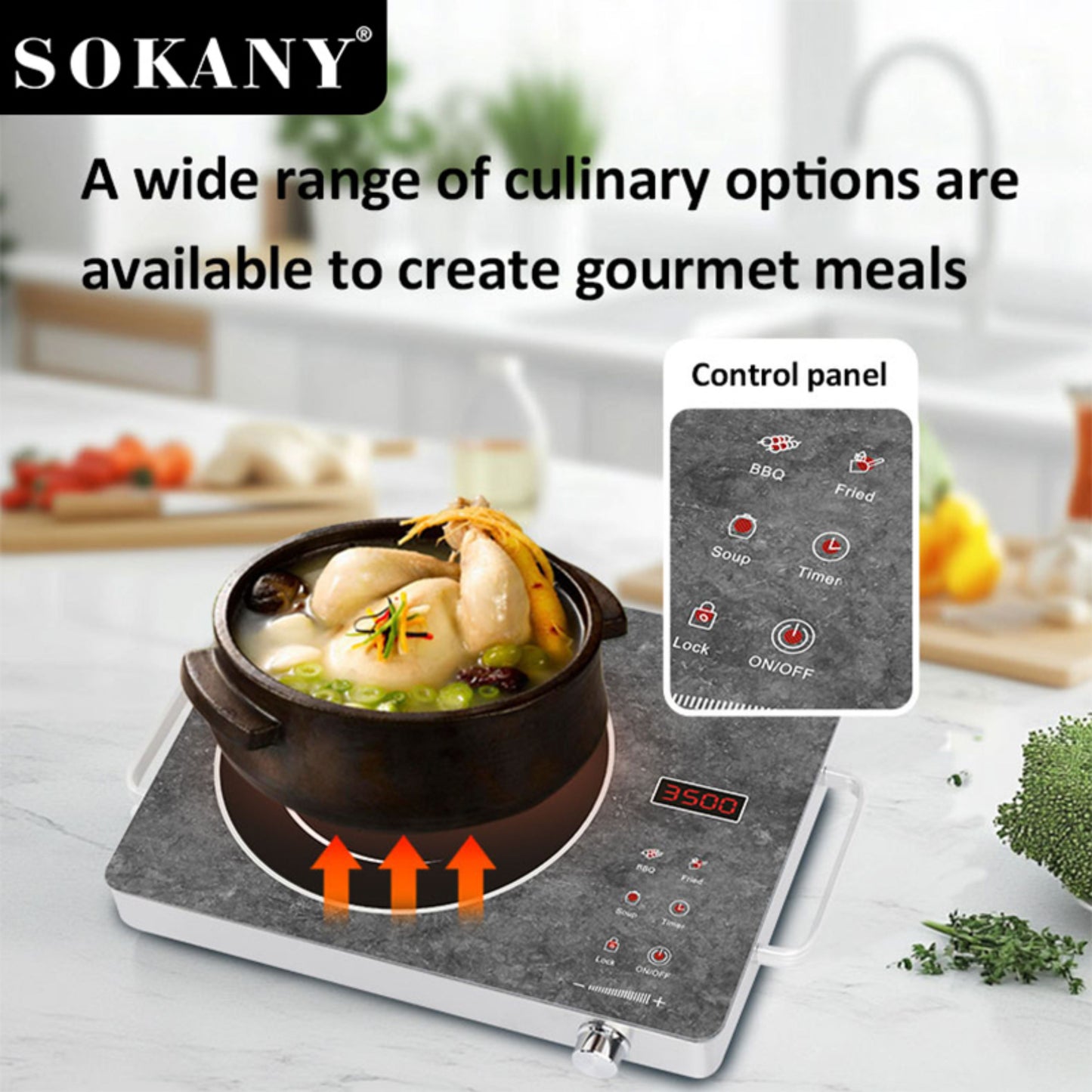 SOKANY  3500W high-power RADIANT-COOKER with Uniform Heating