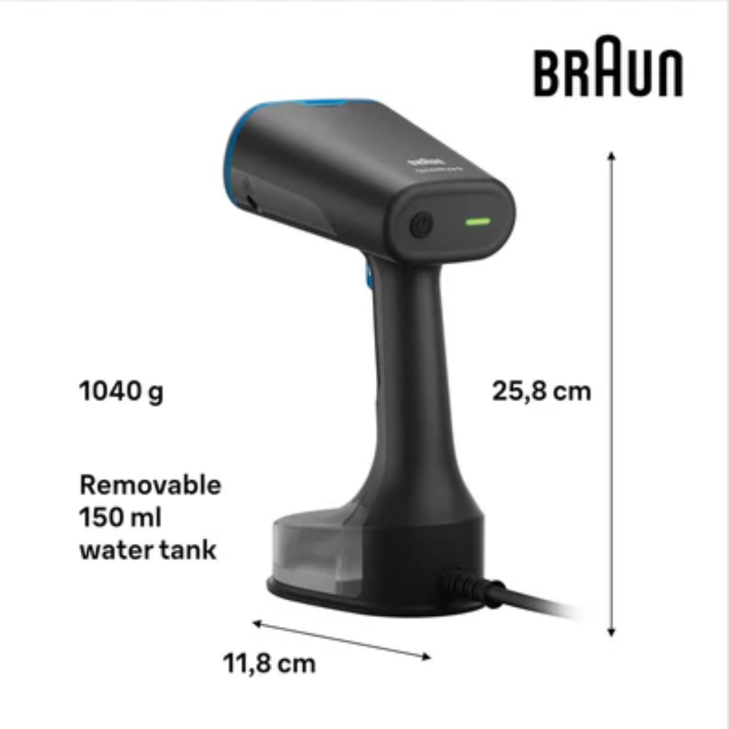 Braun, QuickStyle 5 Garment Steamer  Black/Blue 150ml  1200W