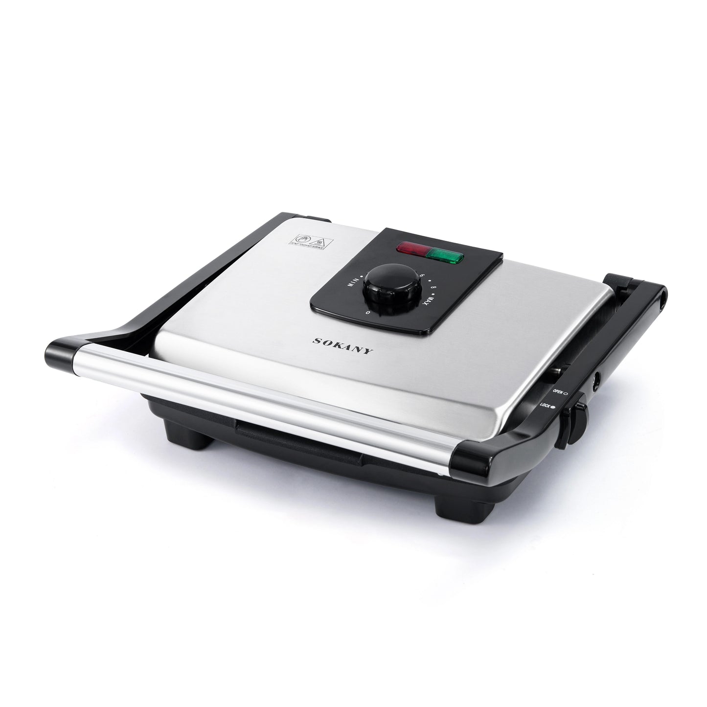 SOKANY  Electric Grill with 2000W Power and Non-Stick Coated Plates