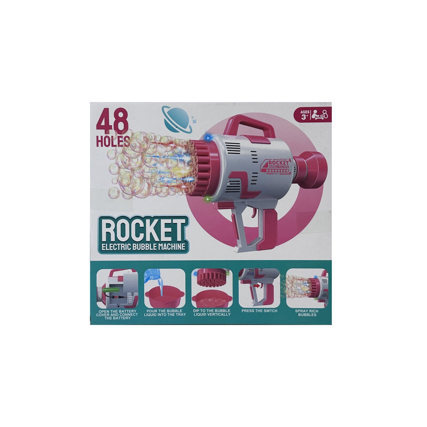 Rocket Electric Bubble Machine 48 Emission Holes