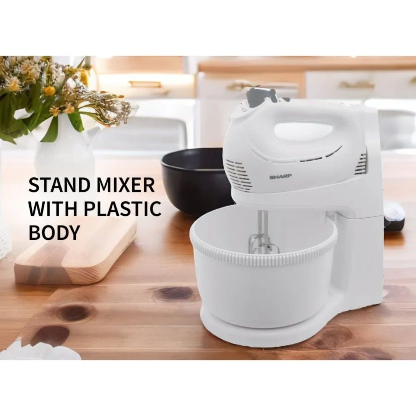 Sharp – Stand Mixer 2-in-1 Hand Mixer 250W White